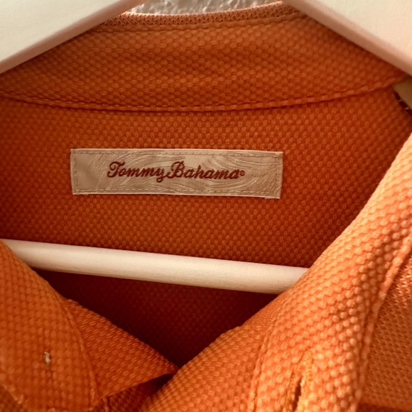 Tommy Bahama Men's Orange Three Button Placket Polo Shirt Size Large - Picture 5 of 9